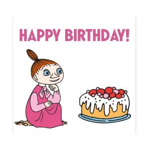 Moomin Mummi kort dobbelt Happy Birthday hvit
