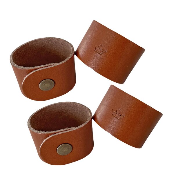 Nordan Home Serviettring i skinn 3 cm 4 stk mørk brun