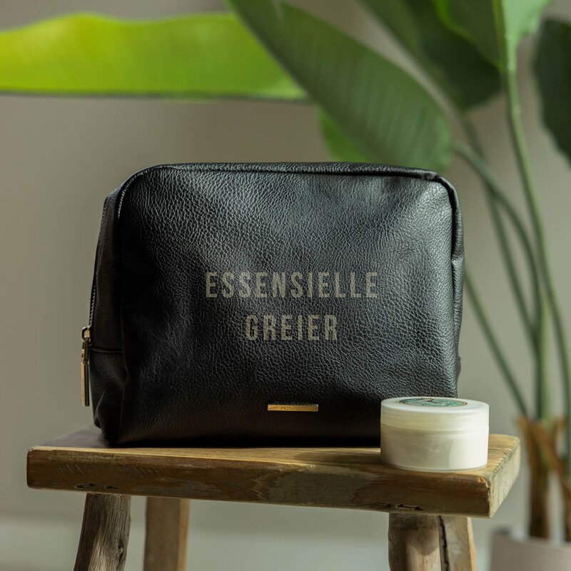 Pictureit Toalettmappe essensielle greier 24x20x10 cm svart