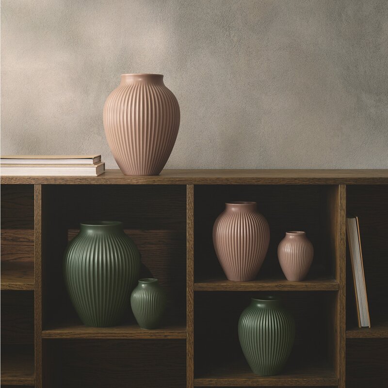 Knabstrup Keramik Ripple vase 20 cm matt dusty rose
