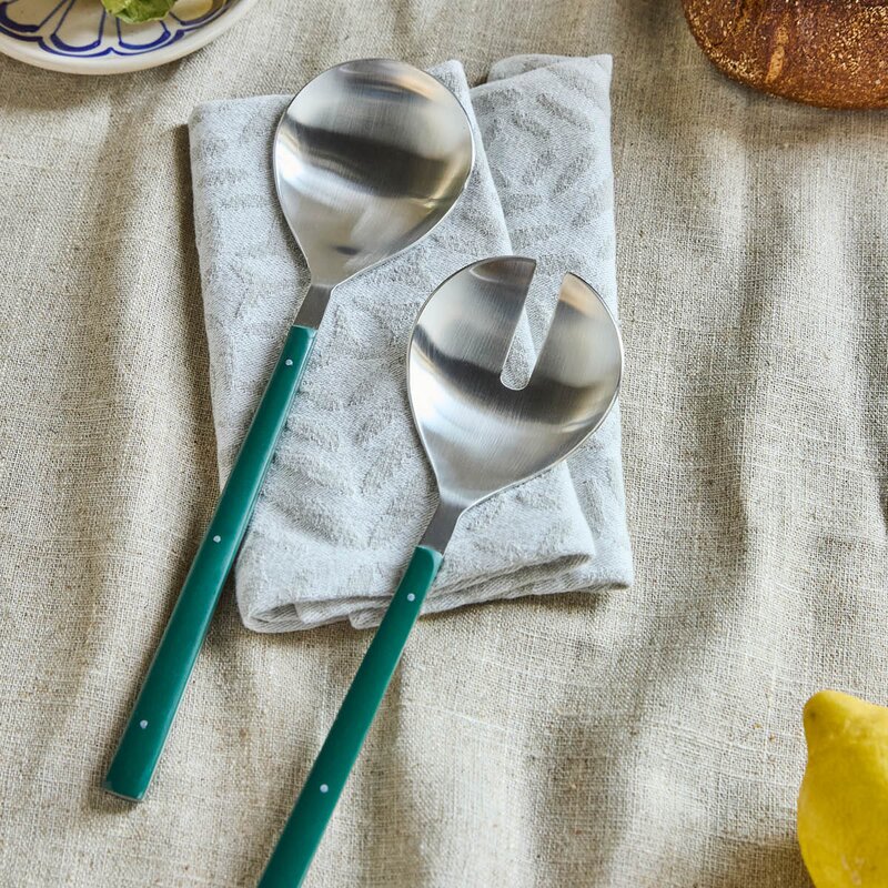 House Doctor Lata salatbestikk i polert stål 28 cm mørk grønn