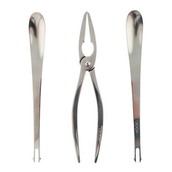Koala Skalldyrsett med gaffel og tang 3 deler stål