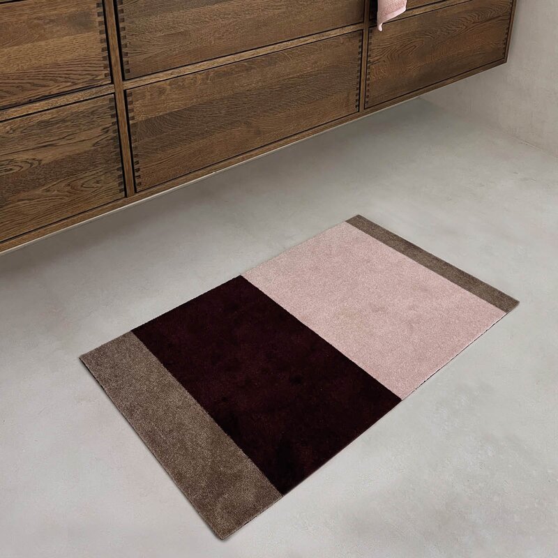 Tica Copenhagen Stripes horisontal gulvmatte 90x60 cm bordeaux/rose/sand