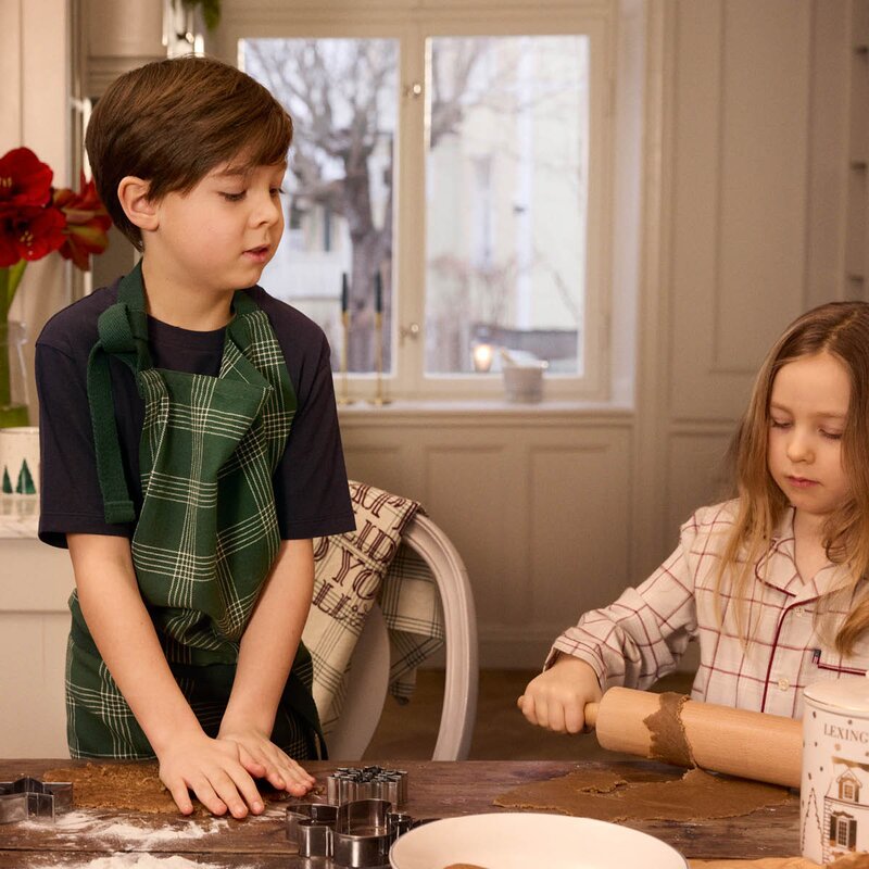 Lexington Forkle lin/bomull rutete grønn/hvit