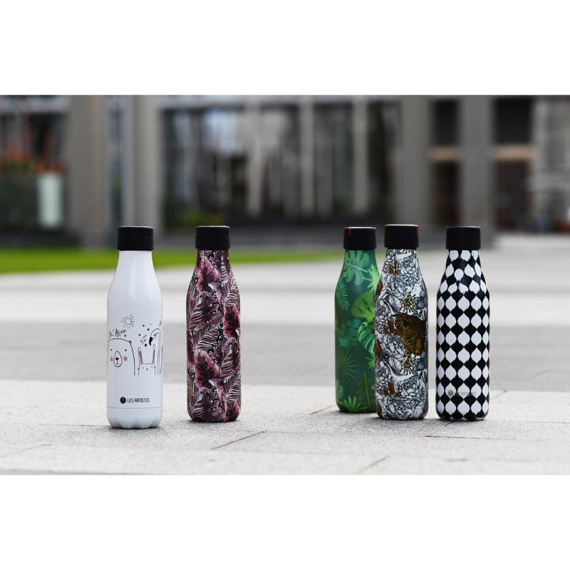 Les Artistes Bottle Up Design termoflaske 0,5L hvit/svart/rosa