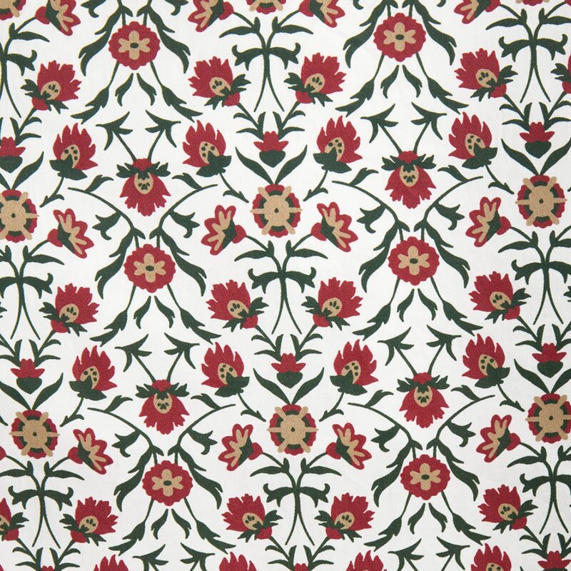 Lexington Putetrekk sateng 65x65 cm blomstret hvit/rød/grønn/beige
