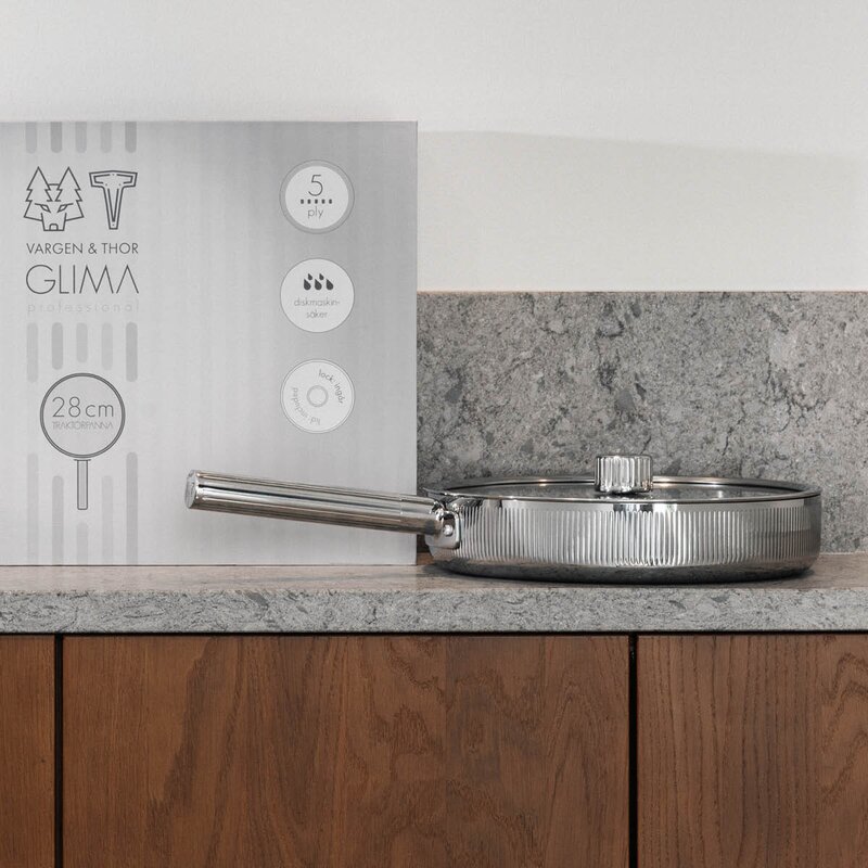 Vargen & Thor Glima traktørpanne 28 cm med lokk blankt stål