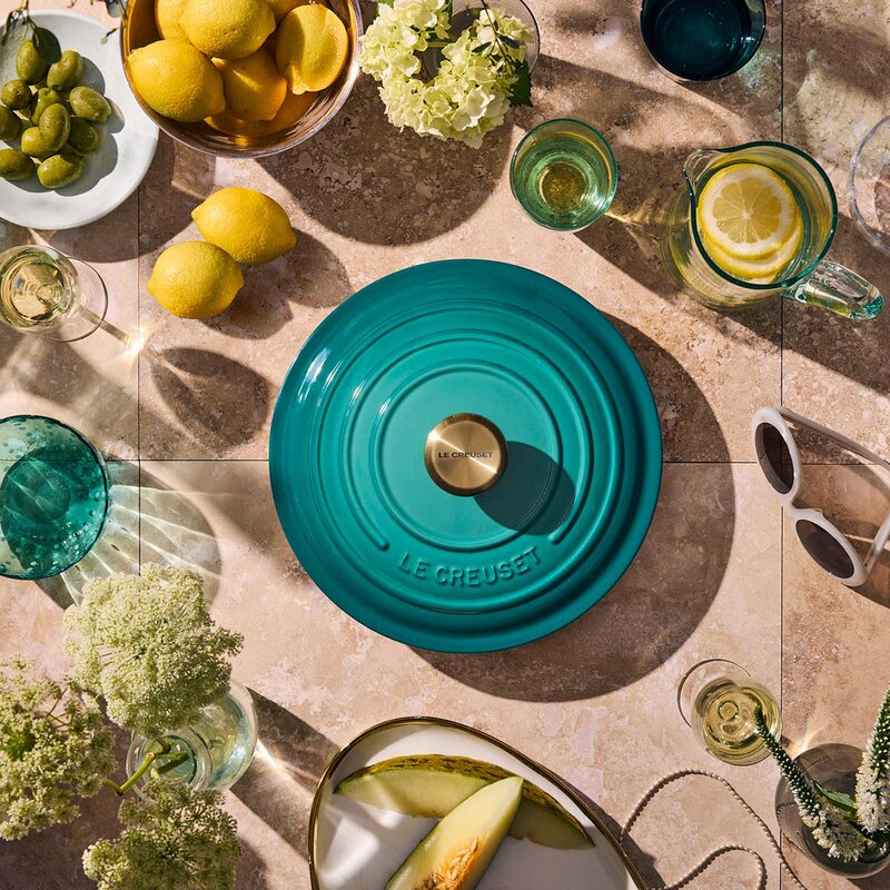 Le Creuset Signature støpejernsgryte rund 28 cm 6,2L Bleu Riviera