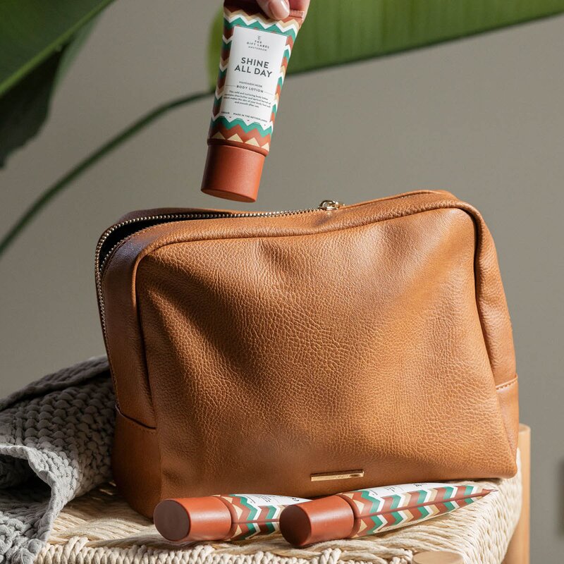 Pictureit Toalettmappe 24x20x10 cm cognac brun