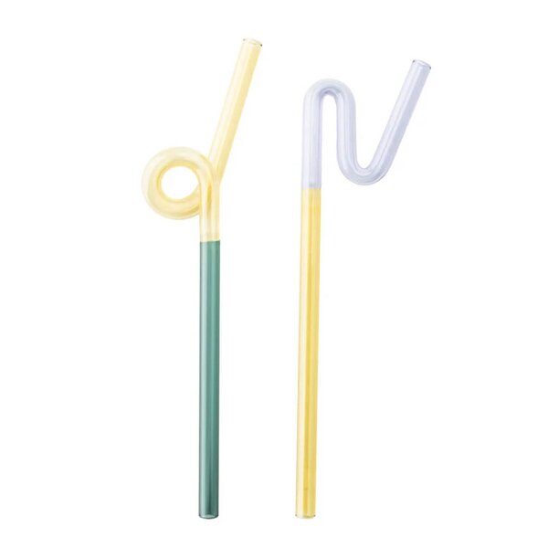 Tranquillo Rainbow sugerør i glass 19 cm 2 stk multi