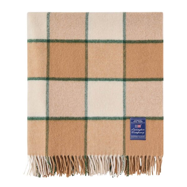 Lexington - Rutete ullpledd 130x170 cm beige/lysbeige/grønn