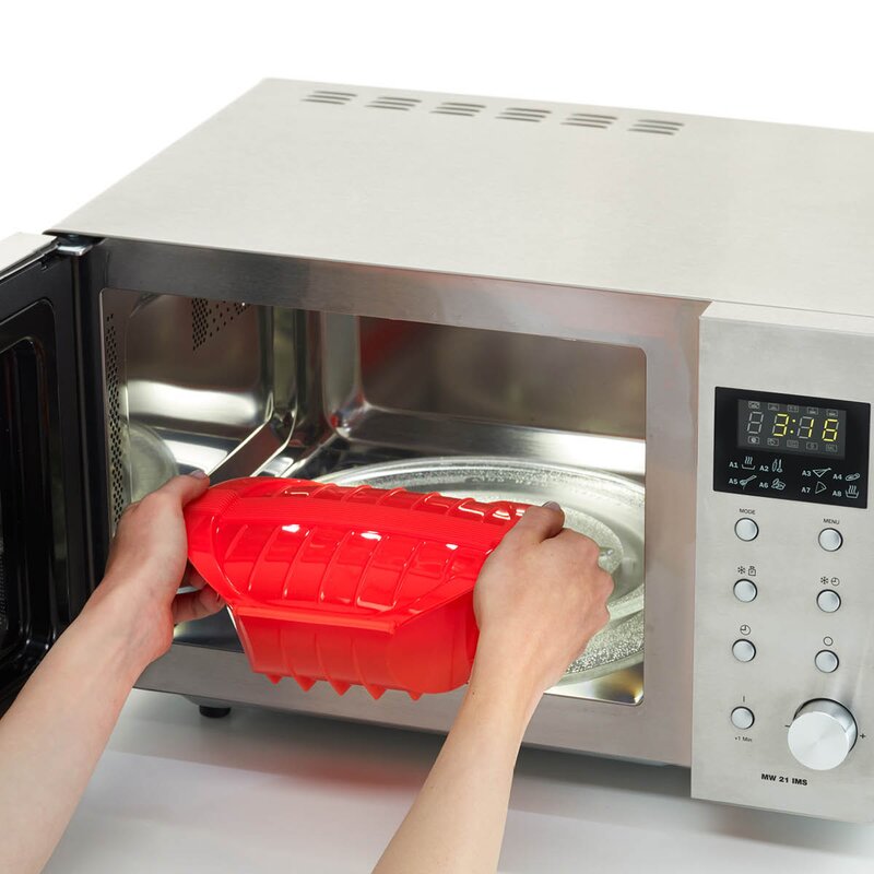 Lékué Dyp dampkoker for mikrobølgeovn 3–4 porsjoner rød