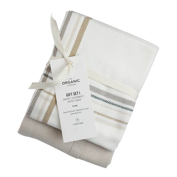 The Organic Company Gavepakke med kjøkkenhåndkle 53x86 cm 2 stk earth check