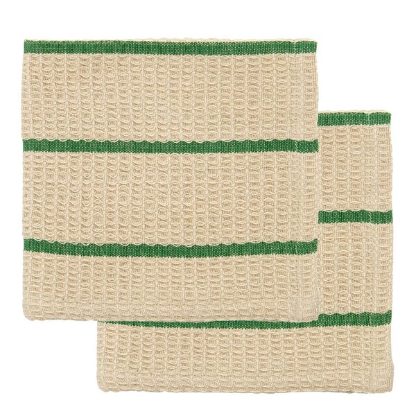 House Doctor Rena oppvaskklut i bomull 30x30 cm 2 stk sand/grønn