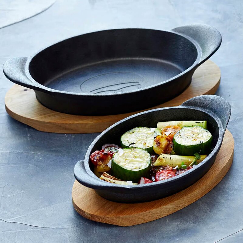 Holm Fat/tallerken støpejern stor 4x15x21 cm svart/lønnetre