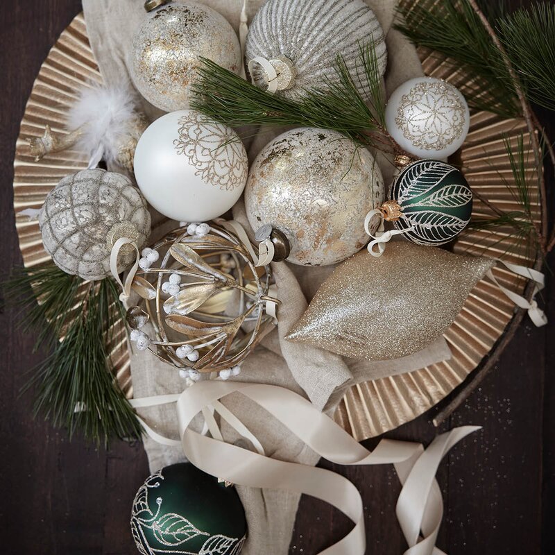 Lene Bjerre Clearena julekule 10x10 cm råhvit 