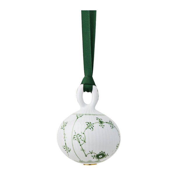 Royal Copenhagen Grønn Musselmalt Riflet julekule 9,5 cm