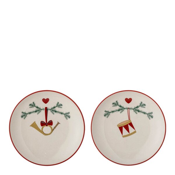 Bloomingville - Yule tallerken 16 cm 2 stk julemotiv