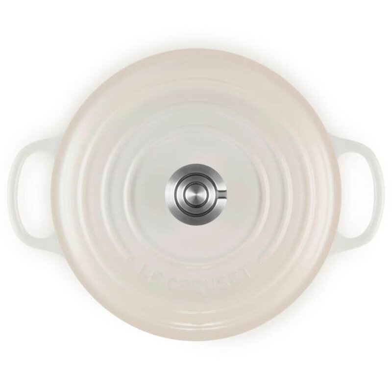 Le Creuset Signature støpejernsgryte rund 5,3L 26 cm meringue/crucible knob