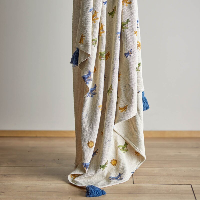 Bloomingville MINI Pledd Plane 160x130 cm natur