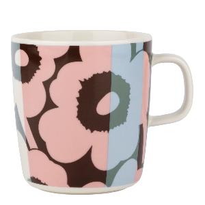 Marimekko Oiva Unikko krus 40 cl hvit/lys sky/dusty rose