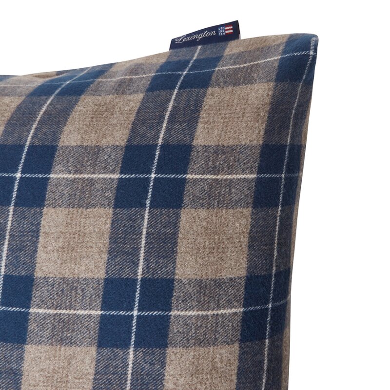 Lexington Rutete flanell putetrekk 50x70 cm denim blå/beige