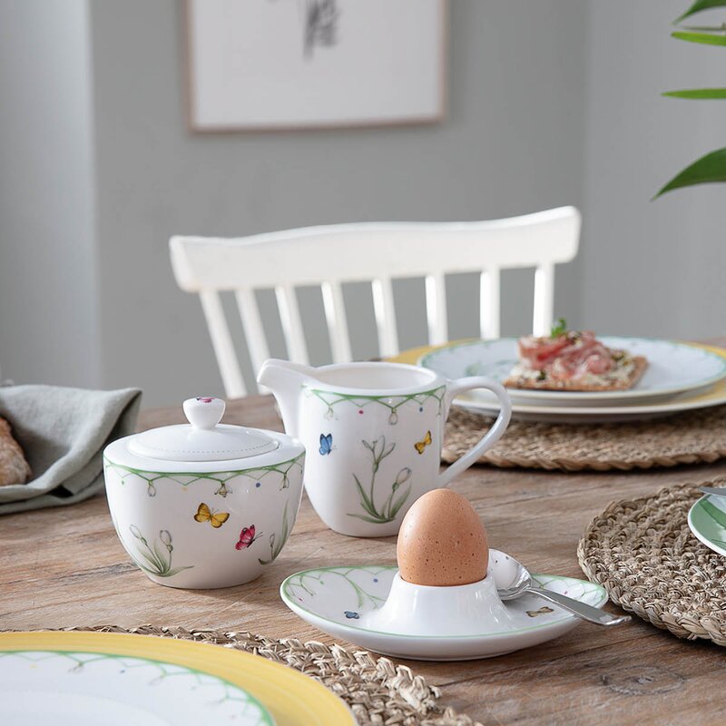 Villeroy & Boch Colourful Spring sukkerskål med lokk 24 cl hvit/grønn