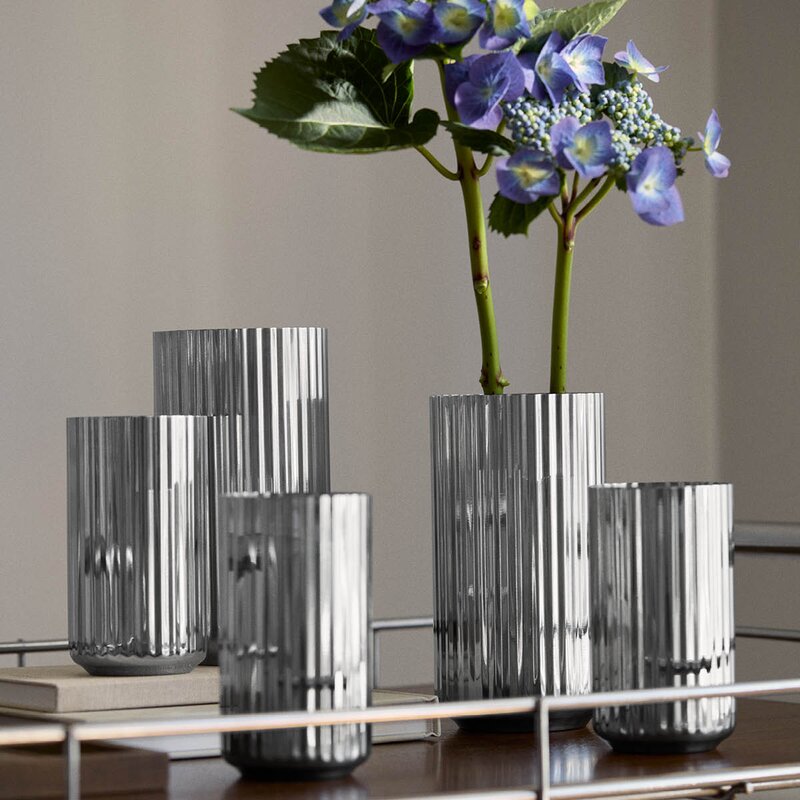 Lyngby Porcelæn Vase 20,5 cm rustfritt stål