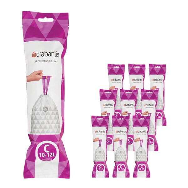 Brabantia PerfectFit avfallsposer 10–12L 200-pack kode C hvit
