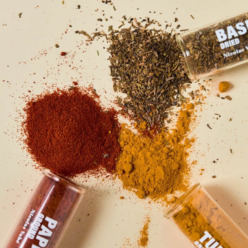 Nicolas Vahé Kryddersett 11g basilikum, paprikachili, gurkemeie