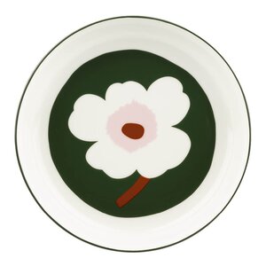 Marimekko Unikko dyp tallerken 20,5 cm hvit/mørk grønn/rosa