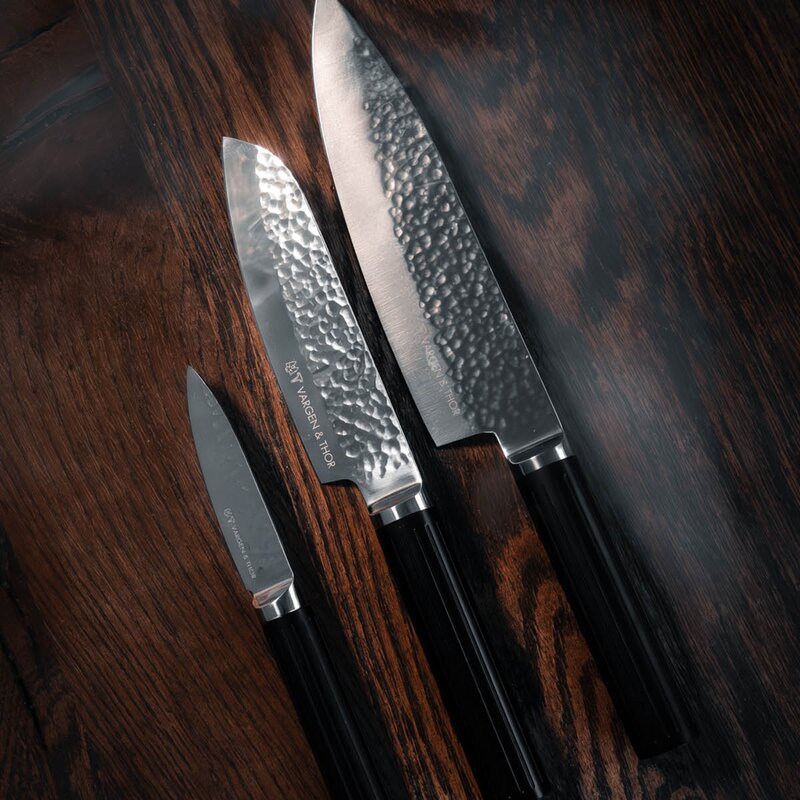 Vargen & Thor Glima knivsett i stål 3 deler svart