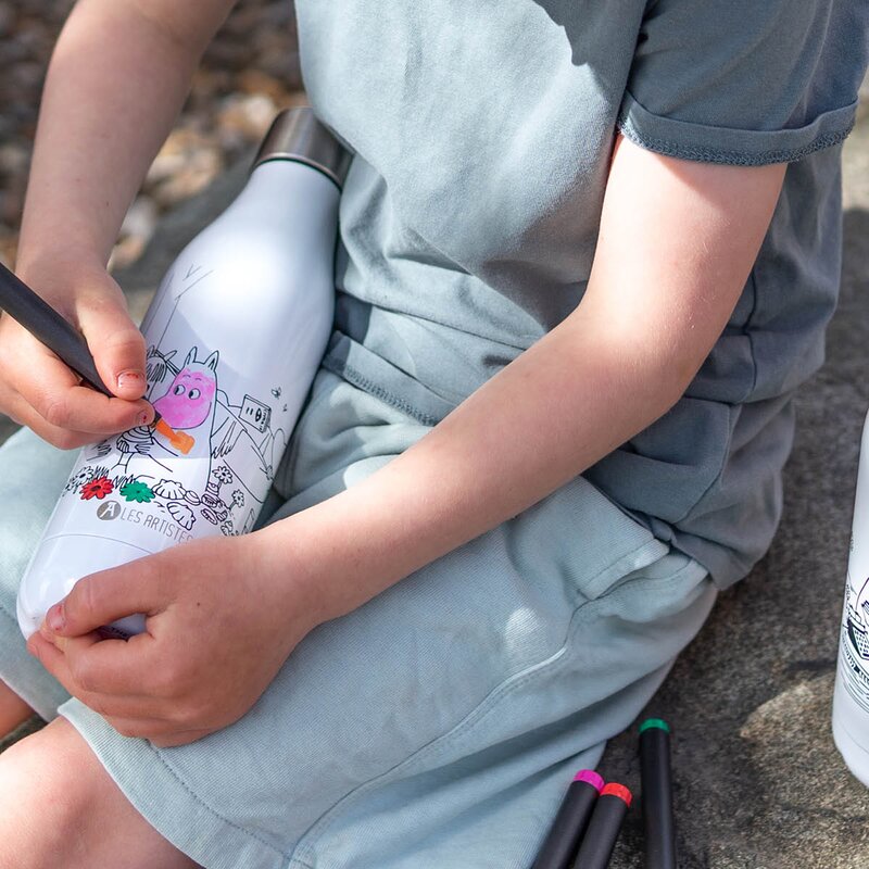 Les Artistes Bottle Up Mummi termoflaske 0,5 L med tusj hvit/multi