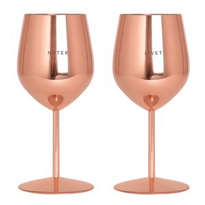 Pictureit Vinglass stål NYTER & LIVET 45 cl 2 stk roségull