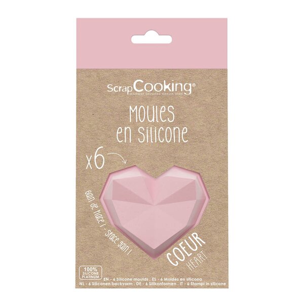 ScrapCooking Love kakeform 6 stk hjerte rosa