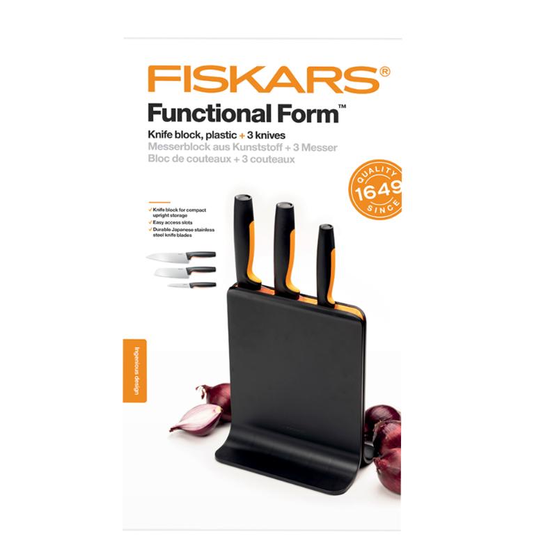 Fiskars Functional Form knivblokk plast 3 kniver