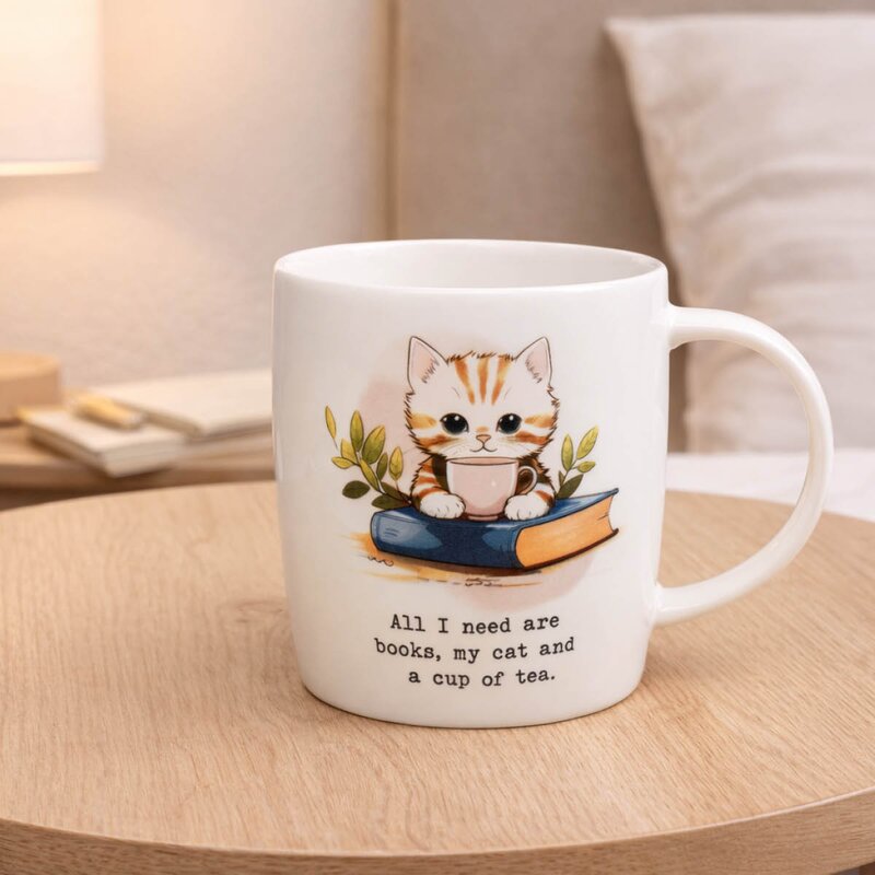 Könitz Krus 40 cl All I need is Books, Cat, Coffee