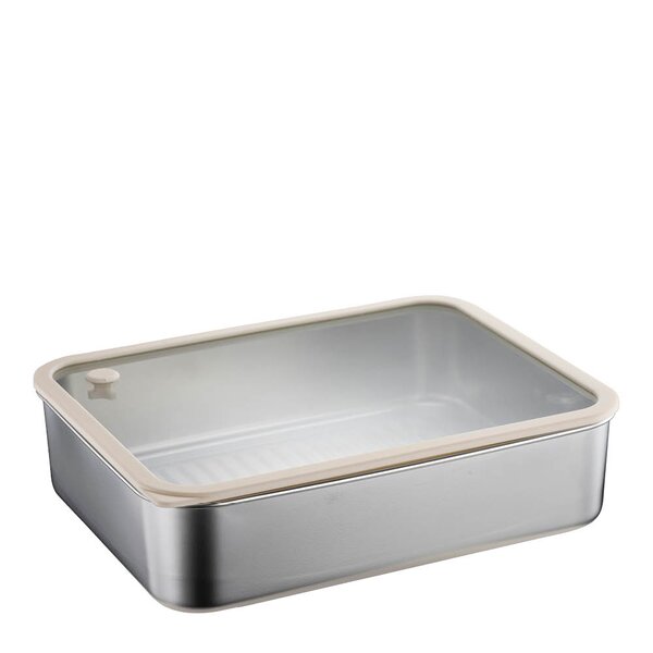 Modern House Smart Seal oppbevaringsboks 1,9L stål/beige