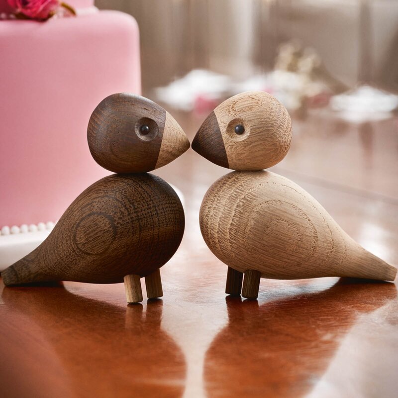 Kay Bojesen Denmark Lovebirds røkt eik/eik 9 cm 2 stk