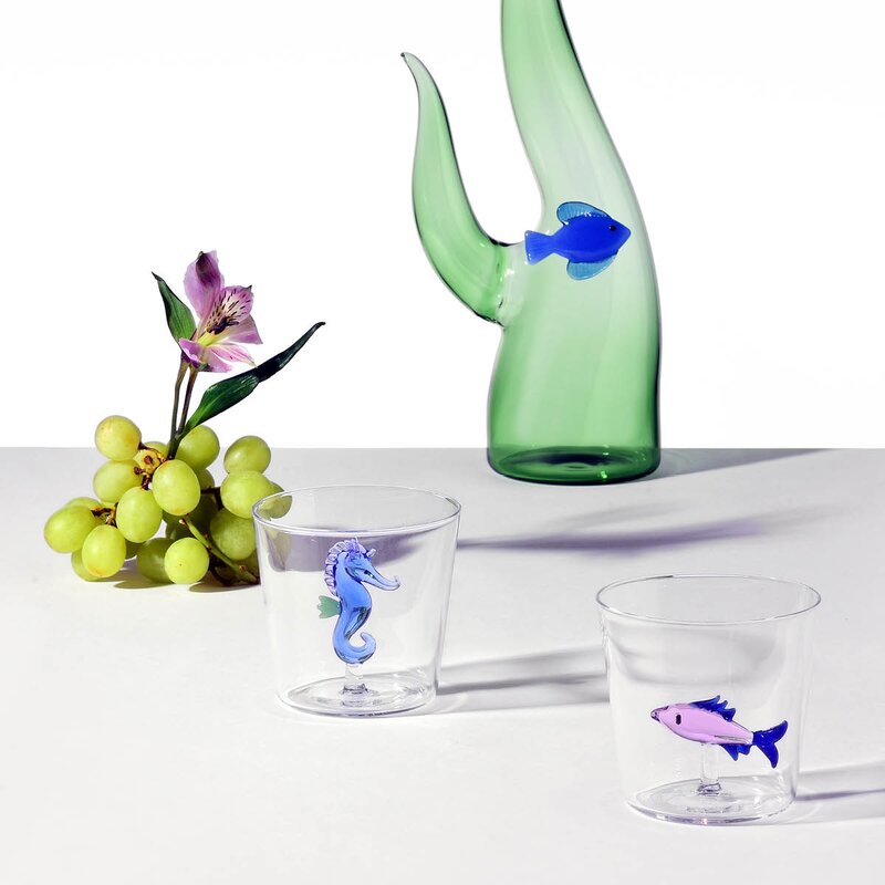 Ichendorf Milano Marine Garden vannglass 35 cl sjøhest blå