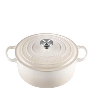 Le Creuset Signature støpejernsgryte rund 5,3L 26 cm meringue/crucible knob