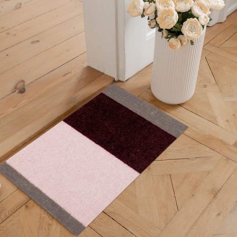Tica Copenhagen Stripes horisontal gulvmatte 40x60 cm bordeaux/rose/sand