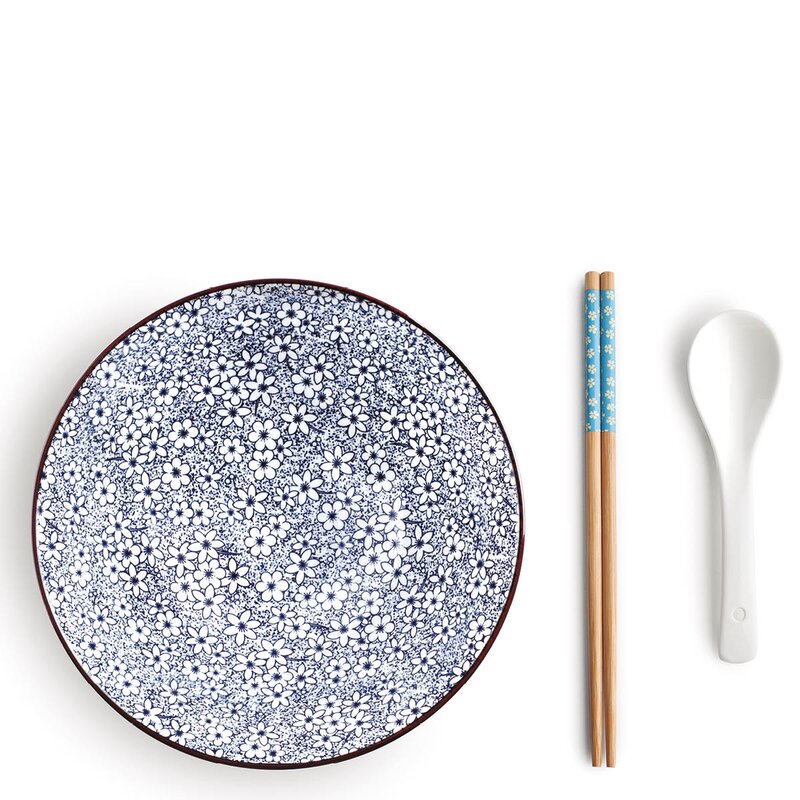 Ibili Sapporo ramensett 3 deler blå/hvit