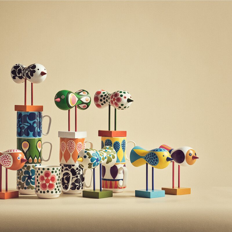 Design House Stockholm Birds 1967 no 5 16 cm gul/blå
