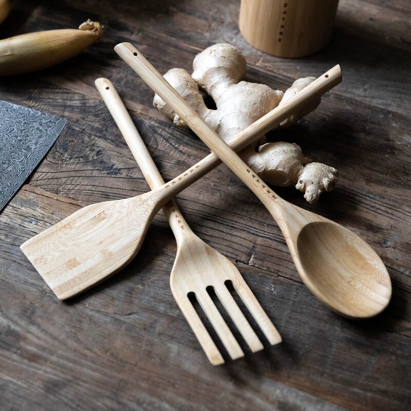 Satake Redskapssett trekjøkkenredskaper 3 deler bambus