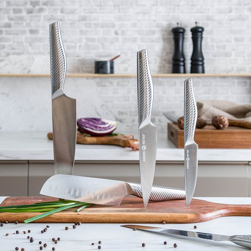 Anders Petter Santokukniv 30 cm børstet stål