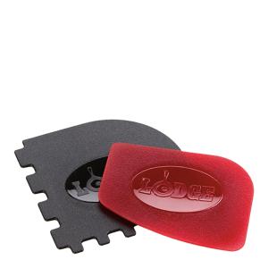 Lodge Cast Iron Gummiskrape grill og stekepanne 2 stk svart/rød