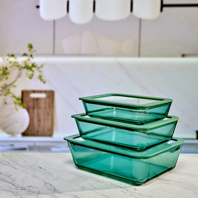 Modern House Smart Seal oppbevaringssett 3 deler glass grønn