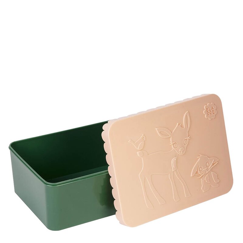 Blafre Matboks i plast ett rom 6x11x14 cm Rådyr fersken/mørk grønn