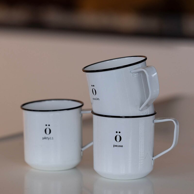 Sögne Home Emalje kopp Pause 35 cl hvit